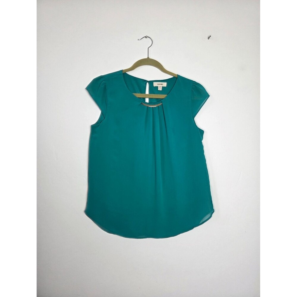Meraki Teal Turquoise Camisole Blouse Top Cap Sleeve Twee Office Career Preppy S
